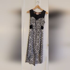 Geometric Black and White Dress